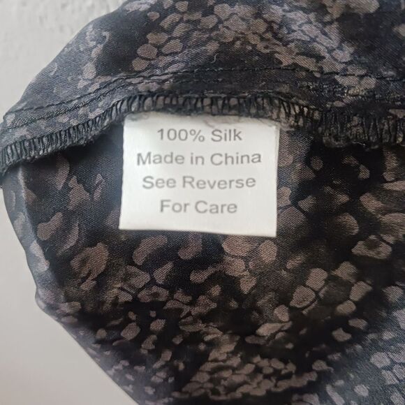 Parker short sleeve snake print black blouson over the knee silk dress size S - Picture 8 of 9